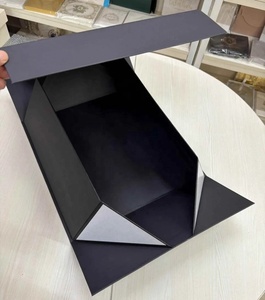 Luxury Black Collapsible Magnetic Gift <b>Box</b>, <b>Large</b> Foldable Rigid Packaging <b>Box</b> with Gold Foil Logo, Flat-<b>Pack</b> Custom Size - Product Image 2