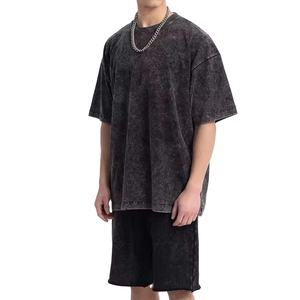 new heavyweight drop shoulder <b>men</b> acid wash customization <b>short</b> <b>sets</b> 100% cotton French terry casual wear boxy fit <b>short</b> <b>sets</b> - Product Image 2