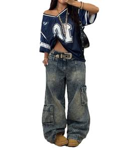 Camiseta de fútbol americano de malla extragrande para mujer, transpirable, estilo urbano, con estampado de números, informal, para práctica deportiva, personalizada OEM - Product Image 3