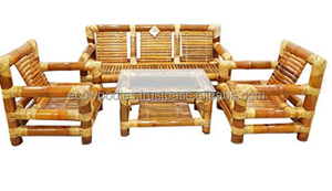Juego de Comedor de Bambú de 5 Plazas con Respaldo Curvo de Diseño Ergonómico, Más Vendido en 2024, con Mesa para Uso en Villas y Parques - Product Image 3