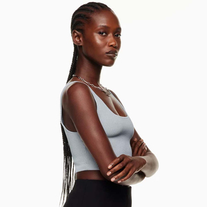 Women Knitted 100% Cotton Solid Color Halter Neck <b>Crop</b> Tank <b>Top</b> Casual Style Green Quick Dry Breathable - Product Image 3