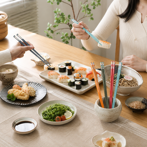 Baguettes japonaises multicolores en plastique PBT pour sushi, style asiatique - Product Image 2