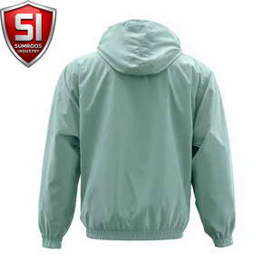 Men's Hooded Quarter-Zip Windbreaker <b>Jacket</b> <b>Lightweight</b> Polyester Casual <b>Summer</b> Outerwear with Pockets with Front Logo - Product Image 2