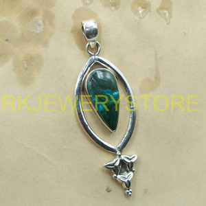 จี้เงินแท้ 925 ประดับพลอยมาลาไคต์สีเขียวธรรมชาติ รูปทรงวงรี ดีไซน์ใบไม้ งานแฮนด์เมด ของขวัญเครื่องประดับสำหรับผู้หญิง สไตล์โบโฮ - Product Image 5