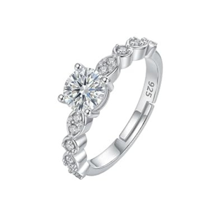 Bague de fiançailles et alliance en argent sterling 925 avec moissanite, plaqué or blanc, sertissage griffe, bijoux pour femme - Product Image 1