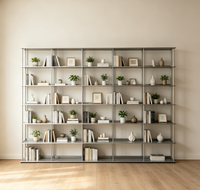 Étagère personnalisée de luxe éclairée à plusieurs niveaux pour salon, bibliothèque, bureau, supermarché