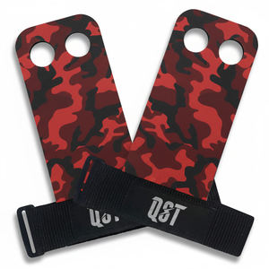 Poignées de musculation de qualité supérieure, en cuir rembourré, antidérapantes, avec support, design camouflage, entraînement de fitness en salle de sport, logo personnalisé OEM - Product Image 1