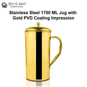 Jarra de acero inoxidable de 1700 ML con plástico de impresión PVD dorado - Product Image 4