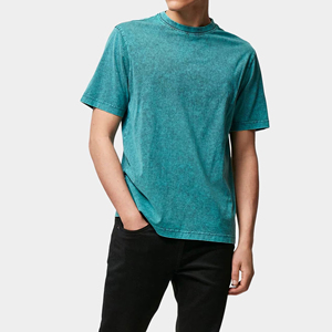 Camiseta Casual de Algodón 100% con Lavado Ácido, Corte Ajustado para Hombre, Alta Calidad, Precio Bajo, Logotipo Frontal Personalizado, Color Sólido - Product Image 4