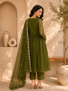 <b>Women</b> Anarkali <b>Suit</b> With Dupatta Long Sleeve Floor Length Indian Pakistani Dress For <b>Wedding</b> Party - Product Image 2