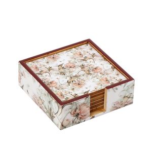 Elegante Juego de Posavasos de MDF con Acabado Floral Esmaltado para Mesa de Comedor, Escritorio de Oficina y Rincón de Café - Product Image 1