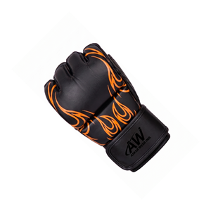 อัสคาร์ เวียร์ อินด์ ถุงมือ MMA หนังแท้ ครึ่งนิ้ว ปิดด้วยเวลโคร ลายเปลวไฟ สำหรับทุกเพศ ใช้สำหรับศิลปะการต่อสู้ - Product Image 1