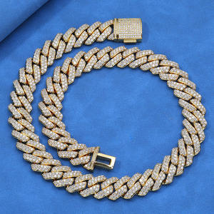 Collar de Cadena con Eslabones Geométricos de Moissanita Unisex, Corte Brillante Redondo, Joyería Hiphop, Plateado en Plata, Tamaño Personalizado, Claridad VVS1 - Product Image 1