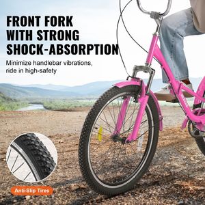 Triciclo Pieghevole per Adulti in Acciaio al Carbonio da 26 Pollici con Cesto Grande e Sedile Regolabile, Bici a 3 Ruote Cruiser - Product Image 5