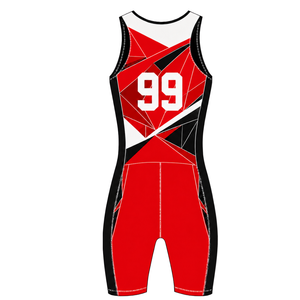 Traje de Competición de Remo Rojo, Negro y Blanco para Hombre, Uniforme de Competición sin Mangas, Singlet de Alto Rendimiento, Personalizado, Venta al por Mayor, Ropa Deportiva para Equipos - Product Image 3