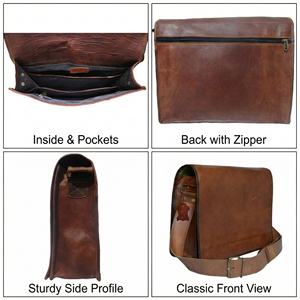 Maletín para Portátil de Cuero Genuino Marrón para Hombre, Bolsa de Mensajero Hecha a Mano para Oficina, para Pedidos al por Mayor - Product Image 2