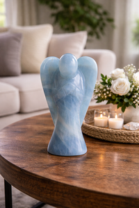 Estatua de Ángel de Ónix Azul de Lujo, Figura de Cristal Tallada a Mano, Escultura de Piedra Preciosa Ecológica, Artesanía de Mármol del Patrimonio de Agra para el Hogar - Product Image 2