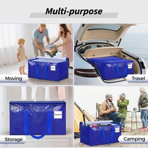8 Pack Extra <b>Large</b> Heavy-Duty Moving Boxes Blue Storage <b>Bins</b> Reinforced Handles Heavy-Duty Zippers Multipurpose Storage Bags - Product Image 4