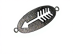Connecteur Flèche Pavé de Diamants Plaqué Argent 925, Taille 48x18MM, pour Fabrication de Bracelets, Mariage, Fiançailles, Boîte - Product Image 6