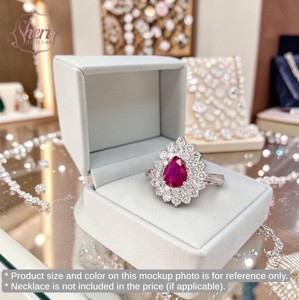 [Sheri Jewels] 18K Solid White Gold Natural Round Brilliant Cut Diamond Ring Mounting - Pear Shape Gemstone Use, for Women - Product Image 3