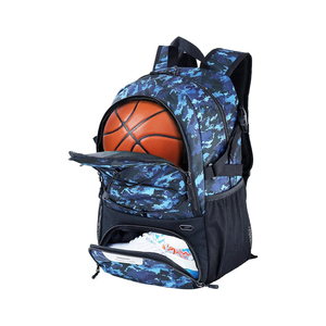Sac à dos de sport en nylon bleu avec compartiment pour ballon de basket et poche à chaussures, capacité 30-40L pour activités de plein air - Product Image 2
