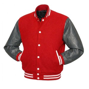 Veste universitaire en laine verte pour homme avec manches en cuir noir, col rabattu, manteau décontracté d'automne, boutonnage simple sur le devant - Product Image 4