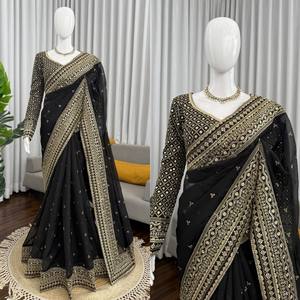Sari Lehenga en Georgette de Soie Vichitra Prêt-à-Porter Haut de Gamme pour Mariage Traditionnel, Diwali, Fête Printanière, Glamour Ethnique - Product Image 4