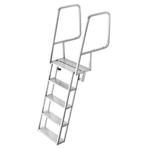 Scaletta a 5 Gradini in Lega di Alluminio Rinforzata con Gradini Larghi Antiscivolo, Capacità di Carico 158 kg, per Accessori e Ricambi per Barche Pontone - Product Image 1