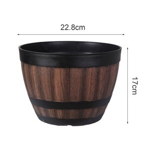 Unique En Bois Rond Bois Jardin Pot De Fleur Décor Plante Conteneur Boîte Plante Pot Maison En Plastique Intérieur Extérieur Cour Patio Pot De Fleurs - Product Image 3