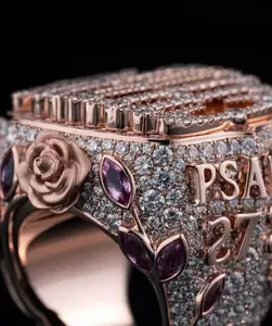 Bague de mariage pour femme personnalisable en moissanite véritable taille ronde 4 carats, en argent sterling 925 plaqué or rose, diamant Tishya - Product Image 2