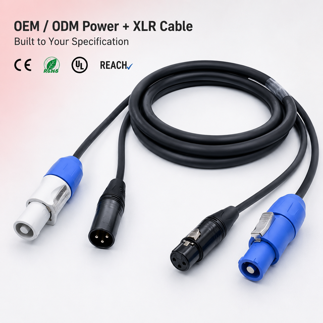 Professional XLR Ice Combo Cable Powercon DMX512 Signal Cable for Stage Lighting Equipment OEM ODM Custom Cable Assembly