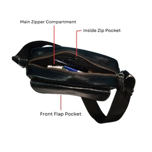 High Quality Black Leather Women Crossbody <b>Waist</b> Bag Minimalist Fashion Belt Bag with Flap Pocket Bulk order Available - Product Image 4