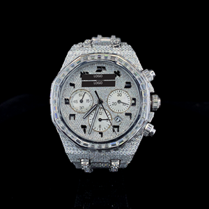 Reloj de Lujo con Diamantes de Moissanita y Cuarzo, Estilo Moderno y Elegante, de Buena Calidad, Estilo Hip Hop Urbano, Disponible en Grandes Cantidades, India - Product Image 1