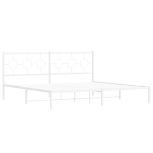 Cadre de lit rectangulaire en acier blanc thermolaqué, lit en métal complet - Product Image 2