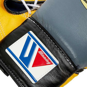 Gants de boxe OEM jaunes et gris de haute qualité en cuir de vachette véritable pour la lutte et l'entraînement en salle de sport – Vente en gros - Product Image 3
