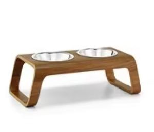 Bamboo pet bowl holder cat and <b>dog</b> with feeder to protect cervical bowl holder pet dining <b>table</b> <b>dog</b> bowl - Product Image 4