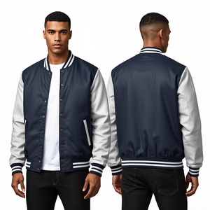 Veste varsity minimaliste haut de gamme pour homme, vêtements de rue décontractés - Product Image 1