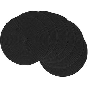 Round Braided 15-Inch <b>Table</b> <b>Mats</b> Set 6 Heavy Duty Cotton Polyester Place <b>Mats</b> Black-Washable and Heat Resistant - Product Image 5