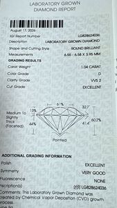 Diamant rond de laboratoire certifié IGI, clarté VVS2, couleur D, 1,04 carat, design premium à prix abordable - Product Image 5
