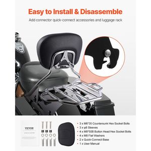 Schienale Sissy Bar per Moto Compatibile con Modelli Harley-Davidson Touring con Portapacchi Street Glide Road Glide - Product Image 5