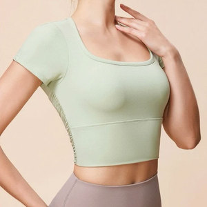 Camiseta Corta de Manga Corta con Cuello Redondo y Espalda Descubierta para Mujer, Ajustada, para Correr, Deporte, Gimnasio y Uso Casual al Aire Libre - Product Image 3