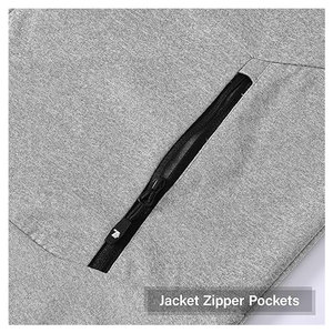 ชุดวอร์มผู้ชายแบบมีซิป เสื้อแจ็คเก็ตมีฮู้ด กางเกงวอร์มสำหรับวิ่งและเล่นกีฬา พร้อมกระเป๋าซิป สวมใส่สบาย - Product Image 4