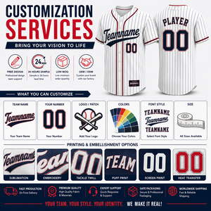 Maillot de baseball personnalisé à rayures fines, uniforme d'équipe sublimé, fabricant OEM ODM de haute performance, 100 % polyester antibactérien - Product Image 4