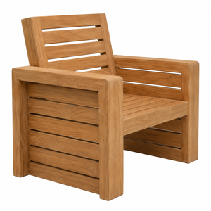 Chaise de jardin extérieure contemporaine en teck massif, écologique et imperméable |   Fauteuil de patio de luxe pour resort |   Chaise résistante aux intempéries - Product Image 2