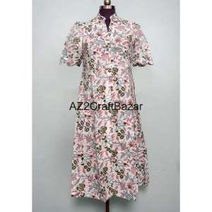 Vestido Midi Boho con Estampado de Leopardo 100% Algodón para Mujer, Ecológico, Lavable, Transpirable, Cuello en V, Largo - Product Image 1