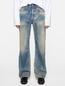 2026 HaiYao Custom High Quality Medium Wash Slim Straight Casual Streetwear Hiphop Breathable OEM ODM Cotton Men's <b>Denim</b> Jeans - Product Image 1