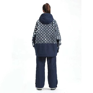 Ensemble de Combinaison de Ski pour Femmes, Imperméable, à Capuche, Motif à Carreaux Bleus, Polyester, Une Pièce, Vêtements de Sport d'Hiver pour l'Extérieur, Combinaisons de Ski - Product Image 2