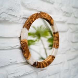 Handmade Resin Wooden Wall Mirror Modern Designer Frame for Living Room Bedroom Entryway and Home Decoration - Product Image 4