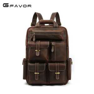 Mochila de Cuero Vintage para Hombre, Bolsa de Viaje Resistente para Portátil, Gran Capacidad, Estilo Asa de Cuero Crazy Horse - Product Image 1