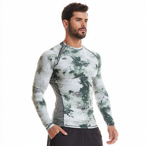 Camiseta Deportiva Sublimada Personalizada para Hombre, Camiseta de Manga Larga de Compresión de Alta Calidad, Camiseta Deportiva Estampada para Natación y Playa - Product Image 1